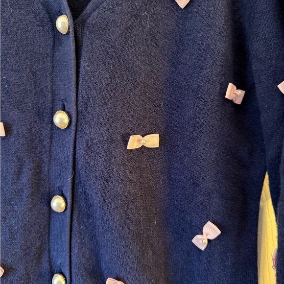 Lilly Pulitzer Blue and Pink Cardigan Sweater with Bow Details - Picture 3 of 5